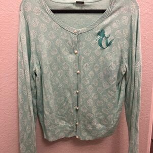 Mermaid Disney Mint Green Cardigan Sweater